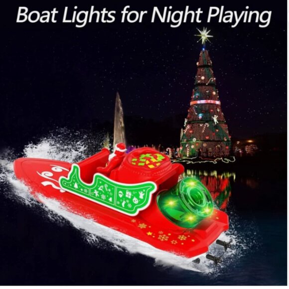 NEW Santa Remote Control Boat for Pools & Lakes with Dual Motors/RED - Picture 7 of 8